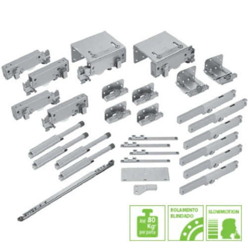 Sistema Deslizante SDS 800 Slow 3 portas - Porta Central Externa FGVTN
